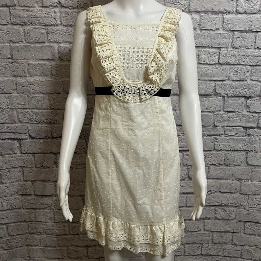 johnny m. by jonathan martin Cream Dress with Black Bow